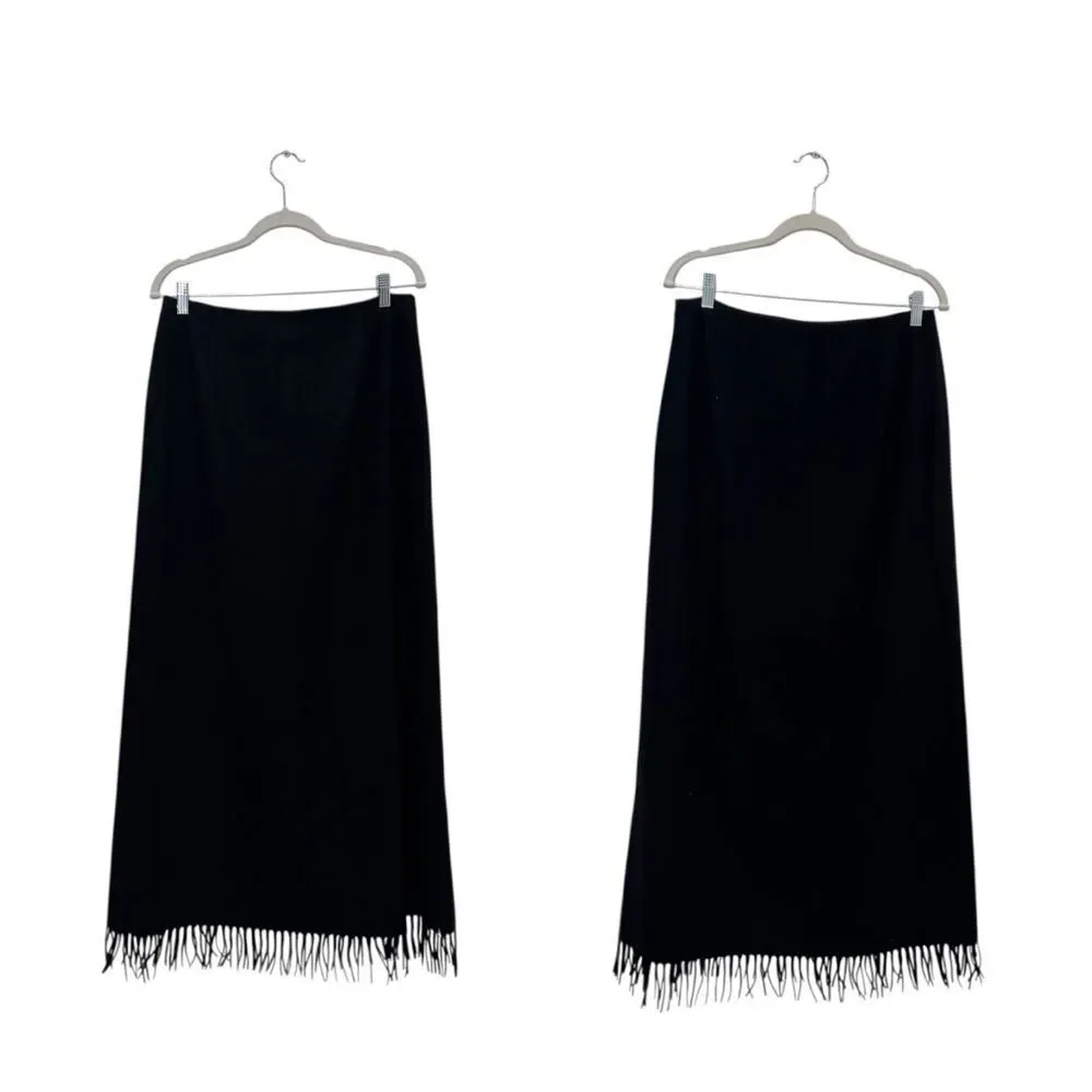 Pendleton Vintage Virgin wool maxi skirt with fringe